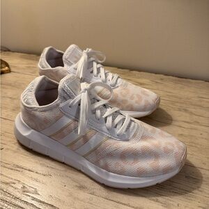 Adidas Women's White and Light Pink Sneakers